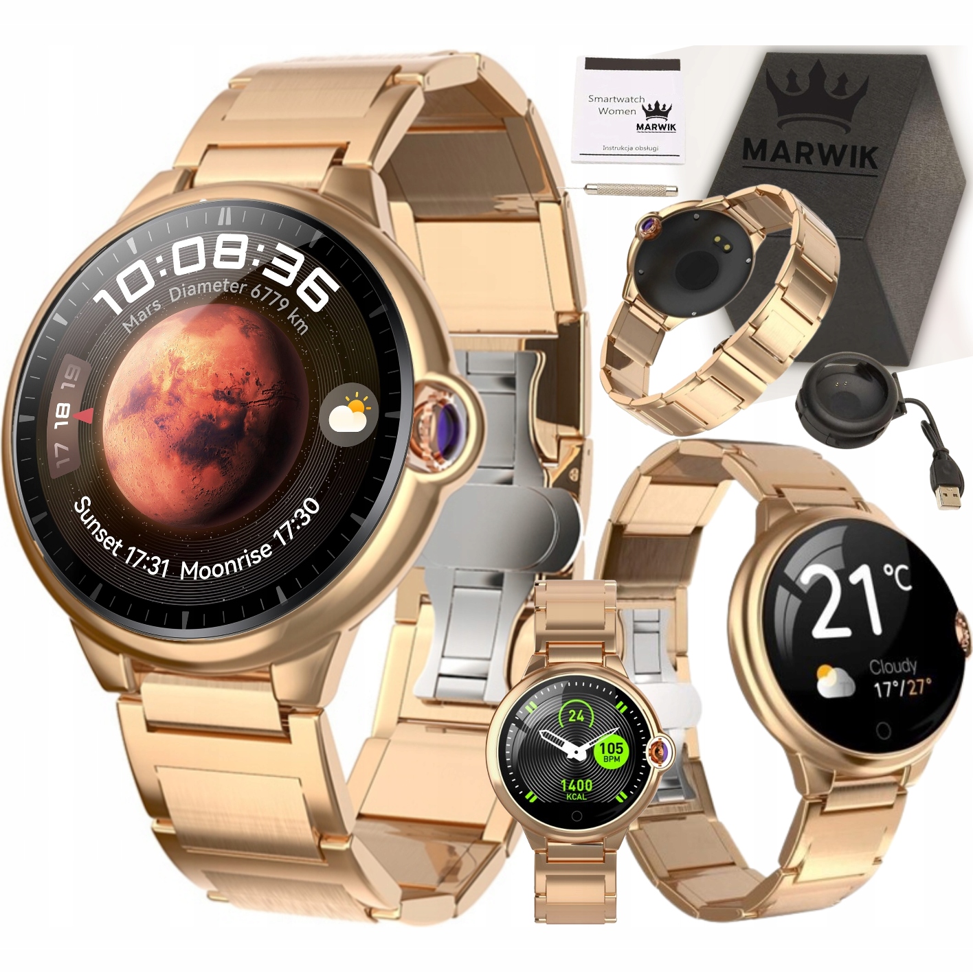 Smartwatch MARWIK WATCHES Smart Watch złoty